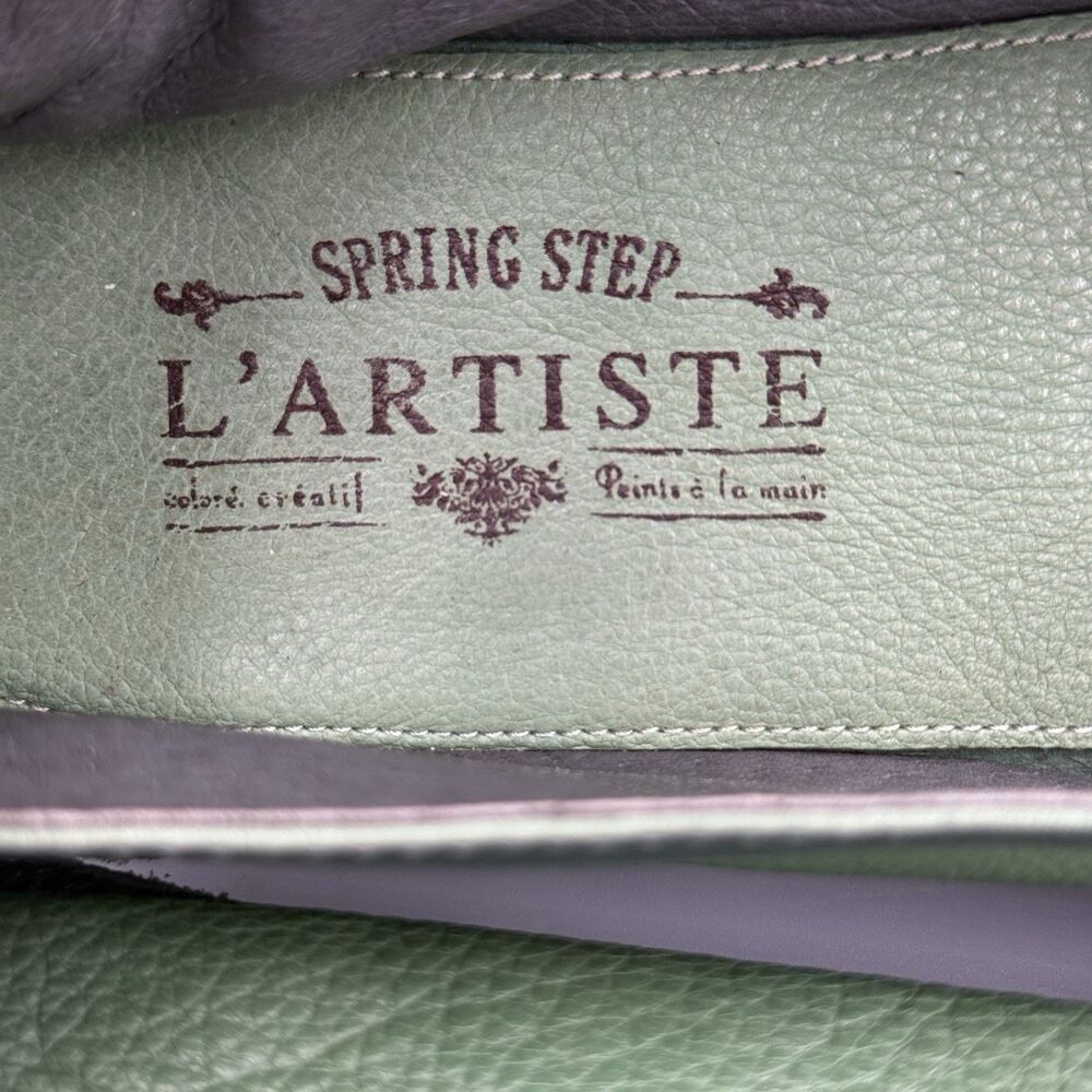 L’Artiste Spring Step Dezi Green Leather Rose Flower Flats Women EU 40 US 9 - Picture 5 of 11